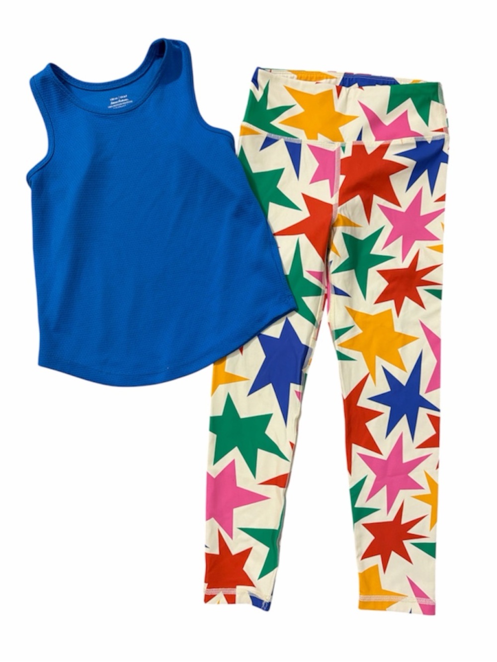 NWOT Hanna Anderson colorful star legging & matching blue tank 6/7